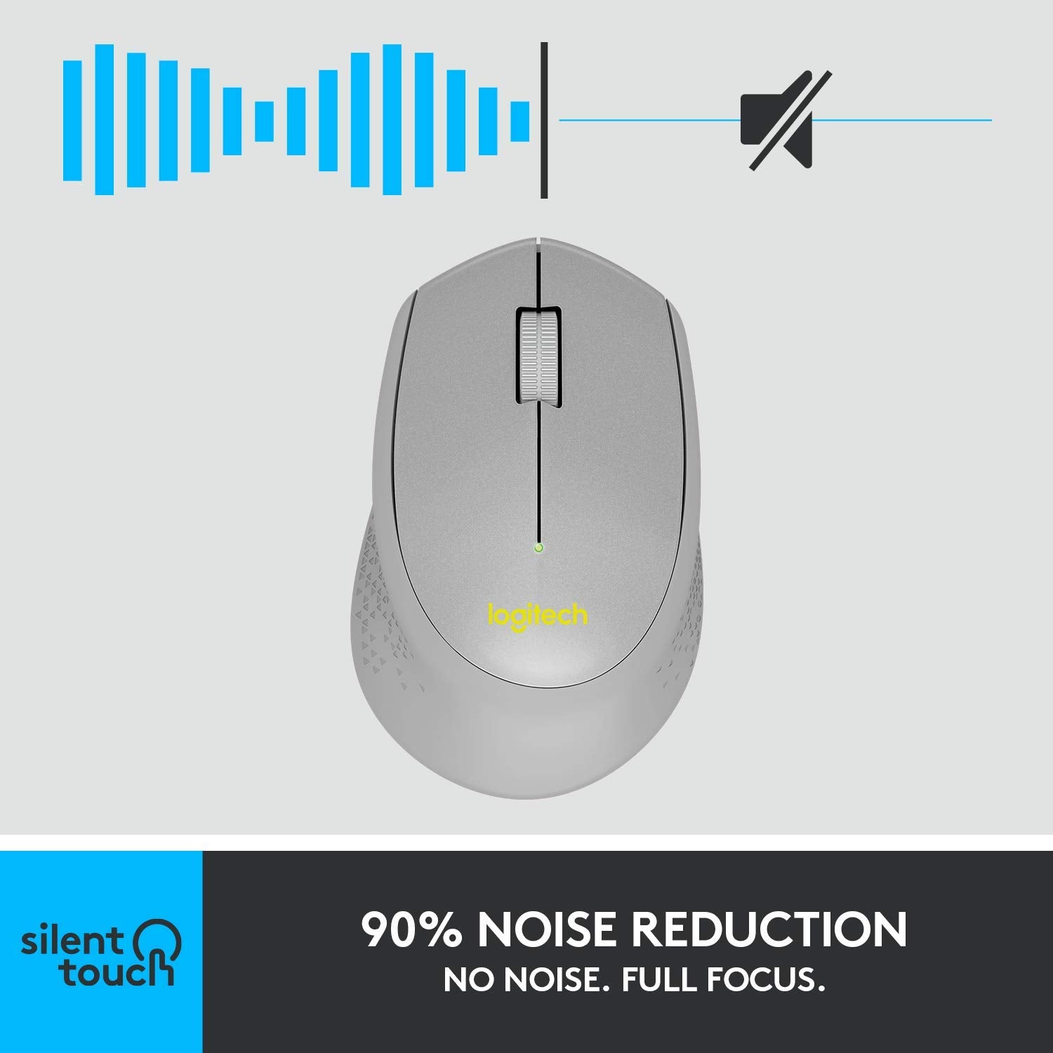 Wireless Mouse, 2.4GHz with USB Receiver, 1000 DPI Optical Tracking, Gray M8230
