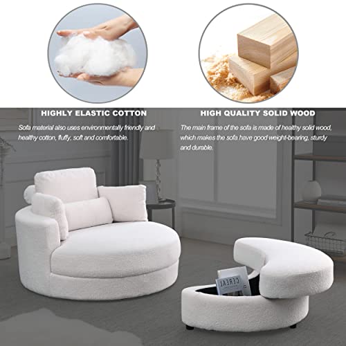 Oversized Swivel Accent Barrel Chair with 3 Pillows, Orange T6615