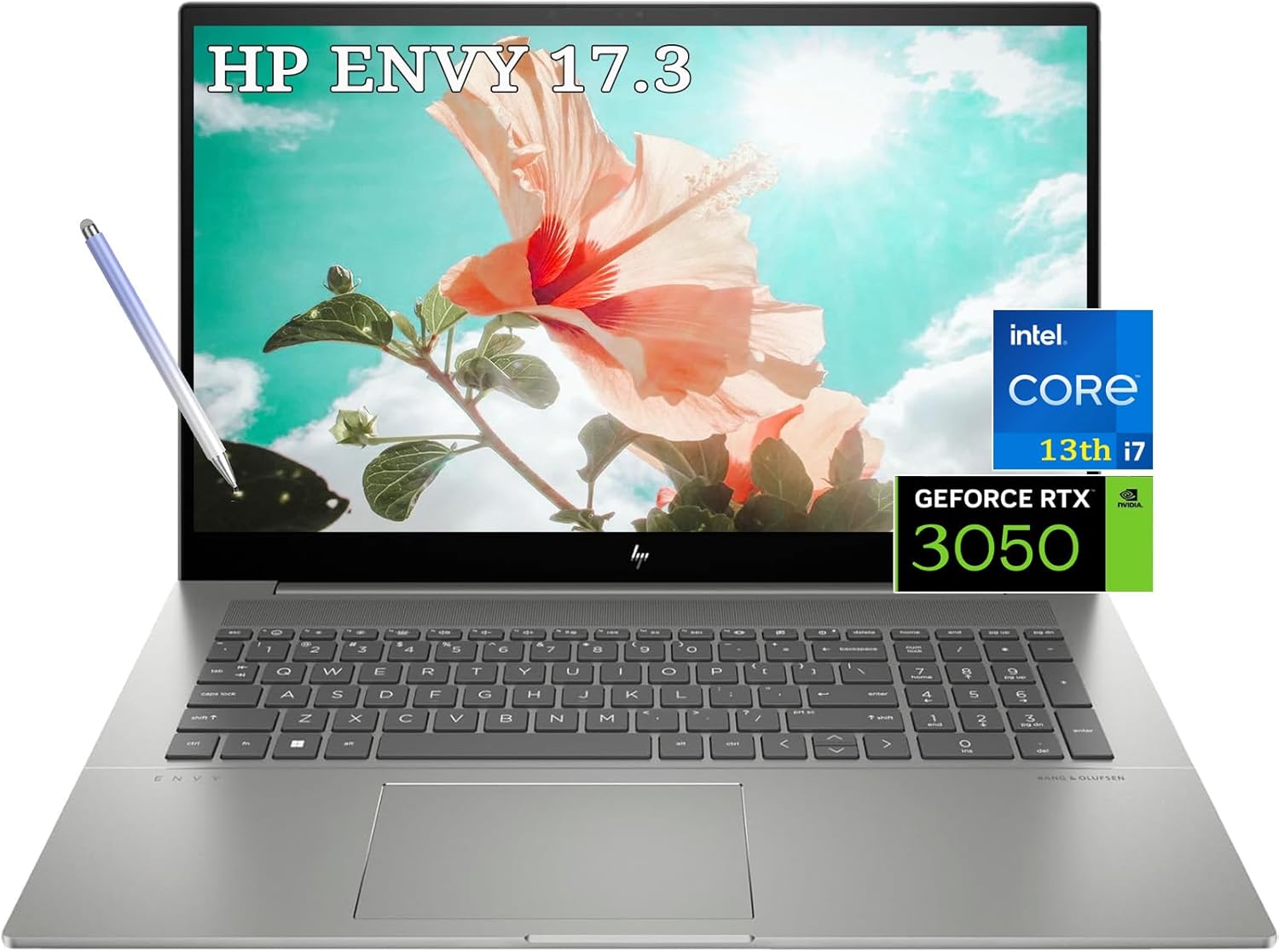 HP-ENVY 17.3-Touchscreen Laptop-13th Gen - i7-1355U - RTX 3050 - Backlit Keyboard - Windows11 - Wi-Fi 6E - Thunderbolt4 - Microsoft 365 - Office Laptop 2023 (Windows 11, 64GB RAM |2TB PCIe SSD)