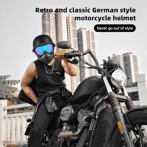 Motorcycle Half Helmet with Face Shield, DOT Approved Retro Style X5103