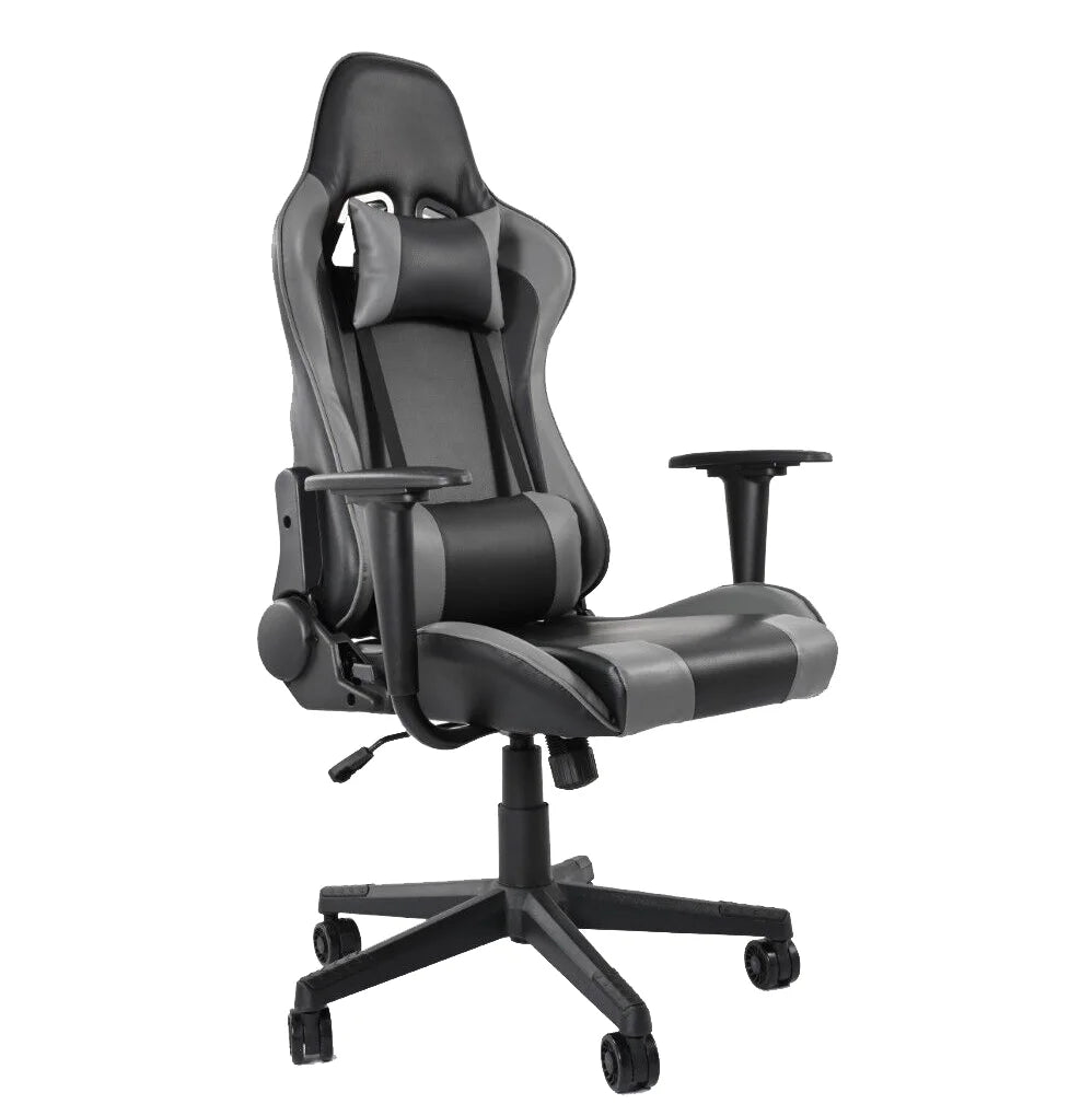 Flight & Racing Simulator Gaming Chair with Adjustable Headrest and Lumbar Pillow, Gray V16718