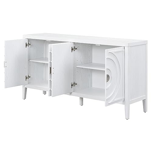Retro 4-Door Sideboard Cabinet with Adjustable Shelves G201