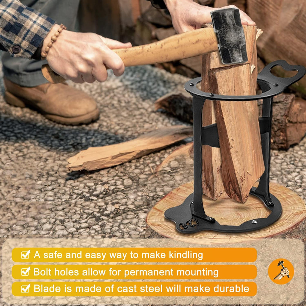 Wood Splitter Firewood Kindling Splitter Manual Log Splitter High-Carbon Steel Stand Chopper Cutter Heavy Duty Wood Splitting Wedge Portable Safely Easily Tools for Fireplace Barbecue Pack of 2 L569