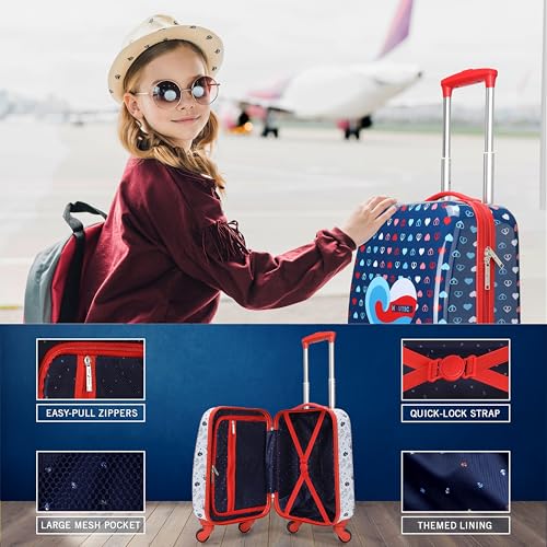 Kids Luggage 18" Airline Approved Rolling Hardside Carry-on Suitcase with Wheels F54673