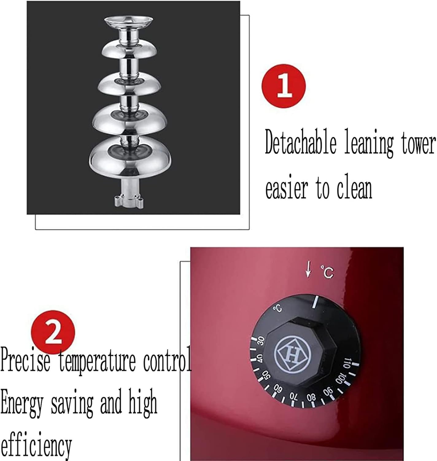 Chocolate Fondue Fountain Machine, 5-Tier Stainless Steel, Adjustable Temperature W58122
