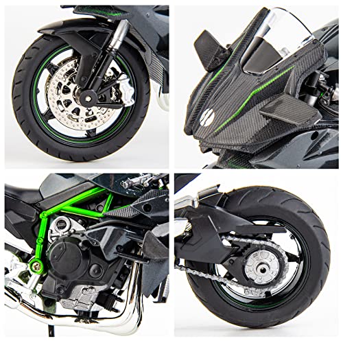 1:12 Kawasaki Ninja H2R Motorcycle Diecast Model with Suspension E7599