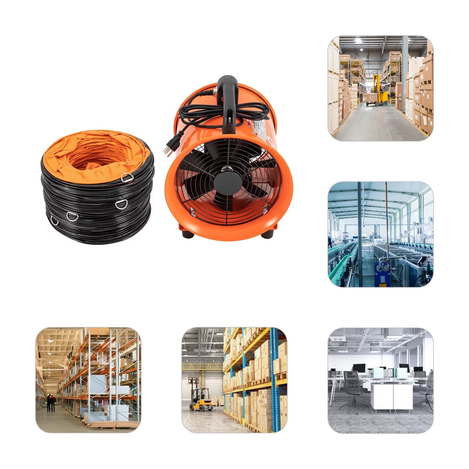 10 Inch Industrial Exhaust Fan Portable Ventilation Blower with 16 ft Duct Hose I233644
