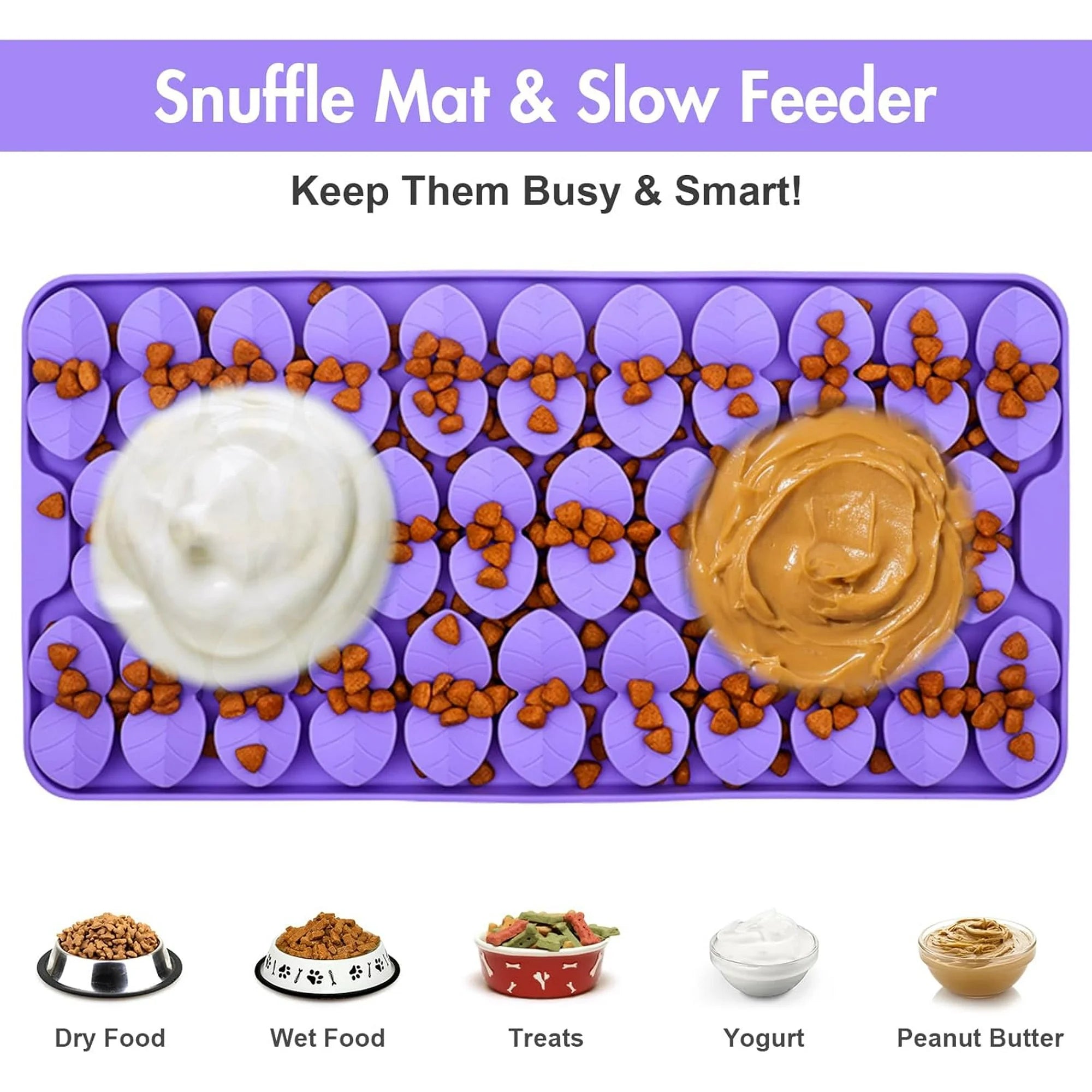Silicone Snuffle Mat for Large Dogs, Slow Feeder Lick Mat with Suction Cups Y688685