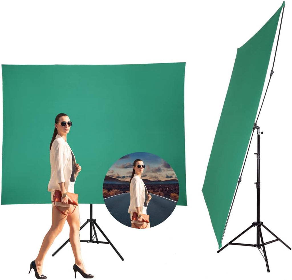 GSKAIWEN 5x6.5ft Chromakey Green Screen Backdrop with Stand,Wrinkle-Resistant Collapsible Background for Photo Studio Video Shooting, Live Streaming Pack of 2