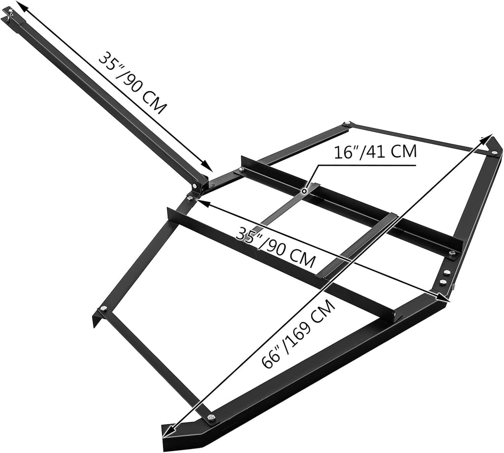 Driveway Drag Harrow 66" Width, Tow Behind, Heavy Duty Steel Q112289