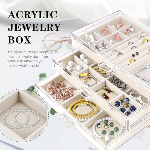 Acrylic Jewelry Organizer with 5 Drawers, Earring Holder B969