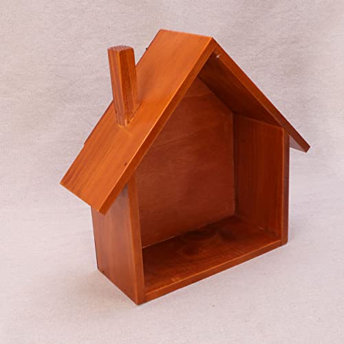 Wooden Floating House Shaped Wall Shelf Storage Rack Y119784