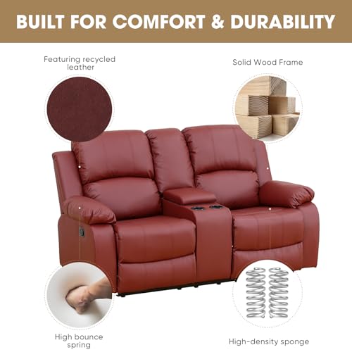 Leather Recliner Loveseat with Storage and Cup Holders H579293