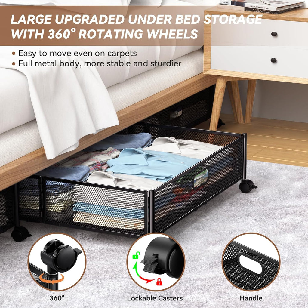 Under Bed Storage Containers with Wheels, 2-Pack B1329