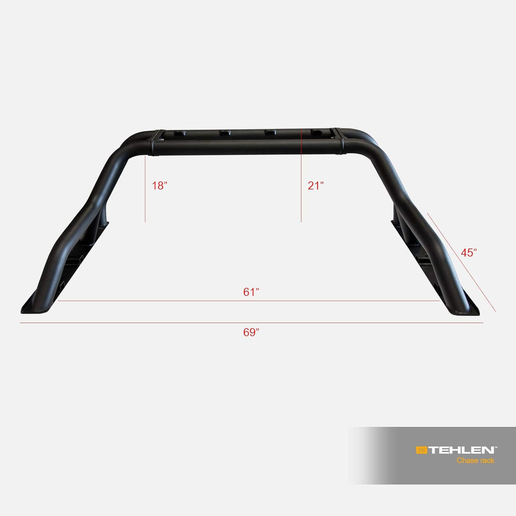 Chase Rack Truck Bed Roll Bar with Tire Carrier - Matte Black S301