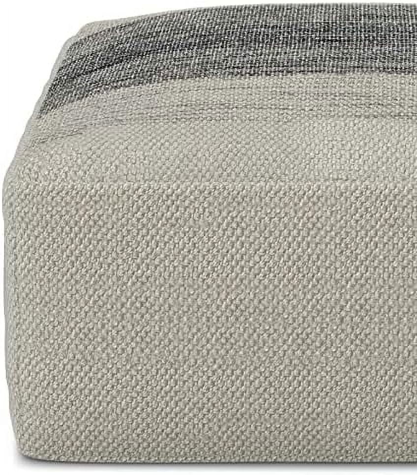 Small Hand Knitted Square Pouf Ottoman for Living Room, Cotton Woven Foot Stool I3993