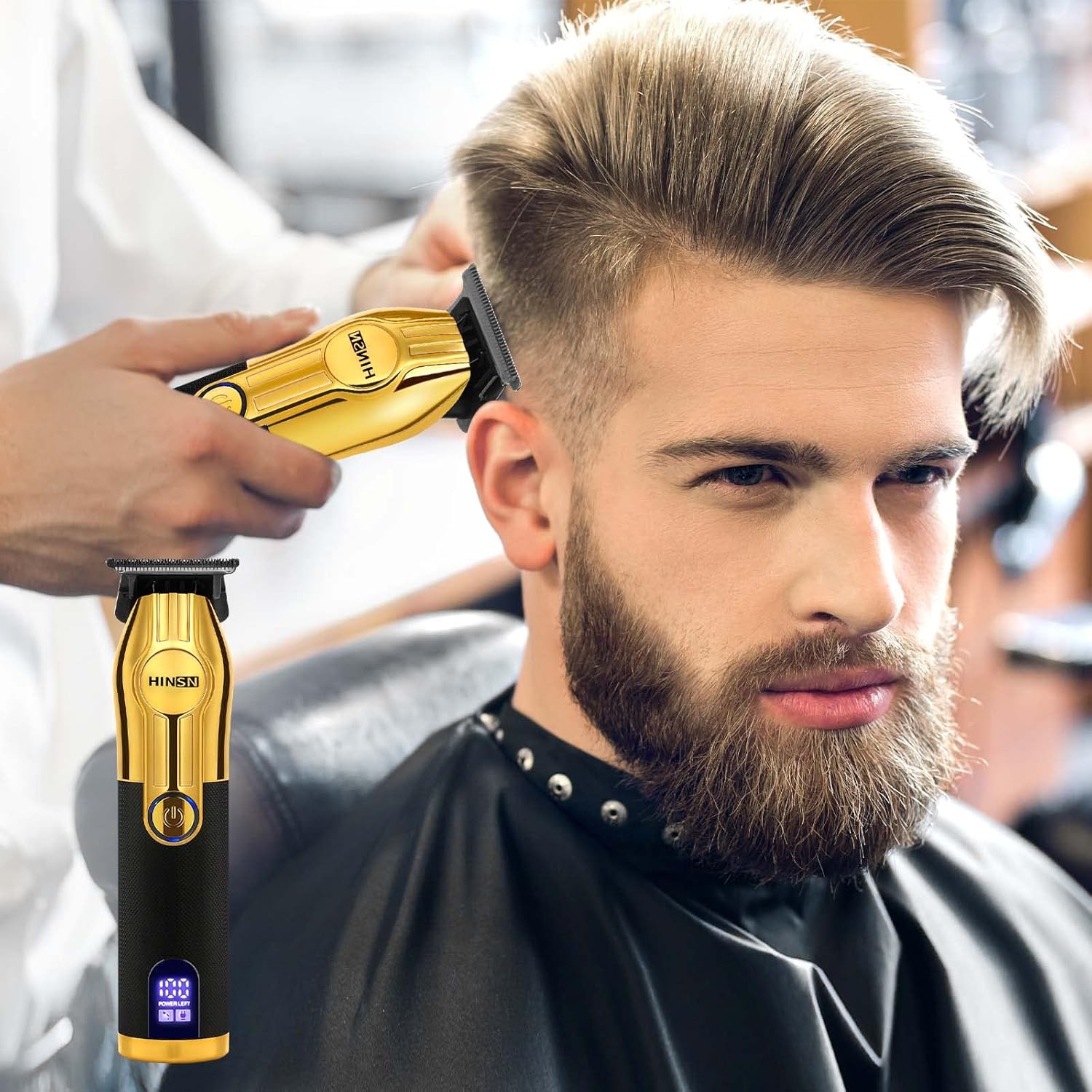 Men's Cordless Hair Clippers with LED Display, Low Noise Z557