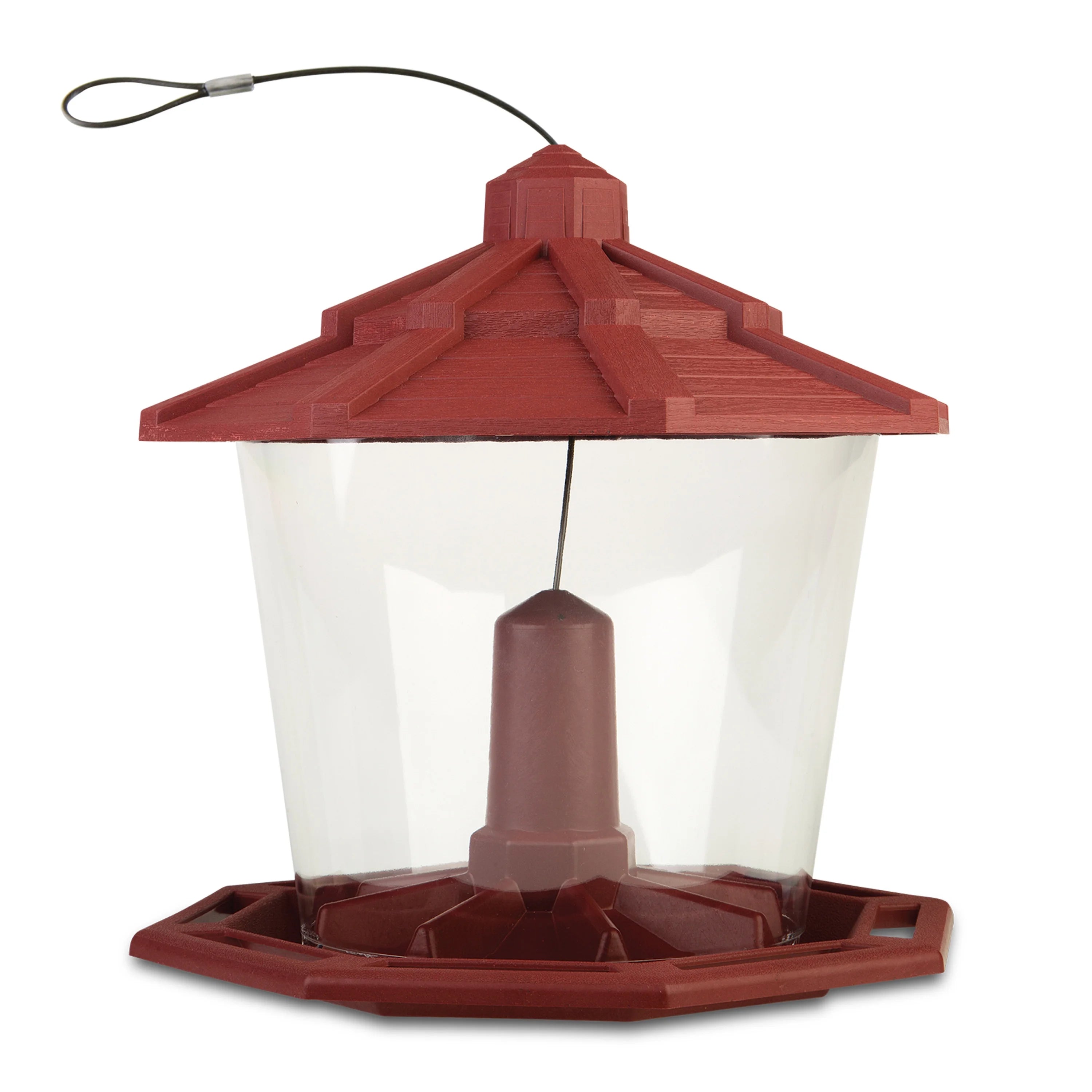 Red Recycled Plastic Wild Bird Hopper Feeder, 7 lb, 2 Pack W5740