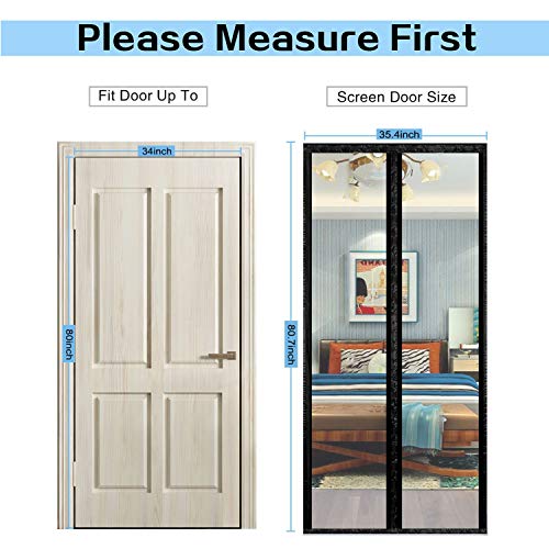 Magnetic Insulated Door Curtain, Self-Closing Screen Door, Fits 38" x 82" F321