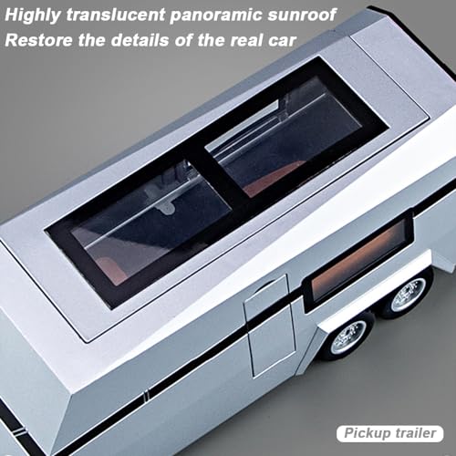 Diecast Pickup Trailer RV Model Toy Truck with Beach Motorcycle, Sound Light Pull Back I5768