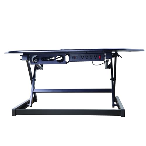 Height Adjustable Corner Standing Desk Converter with Dual Monitor Arm Mount and USB Charging Y72539