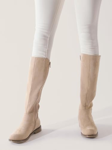 Women's Knee High Boots Flat Low Heel Stretchy Round Toe P555