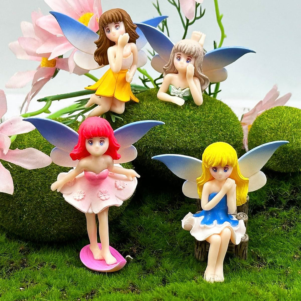 Miniature Fairy Figurines - 4Pcs Small Flower Fairies Ornaments Resin Mini Fairy Figurines Tiny Elf for DIY Fairy Garden Flower Pot Bonsai Micro Landscapes Dollhouse Craft Decoration Accessories