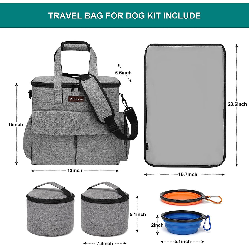 Dog Travel Bag with Food Carriers and Collapsible Bowls S62893