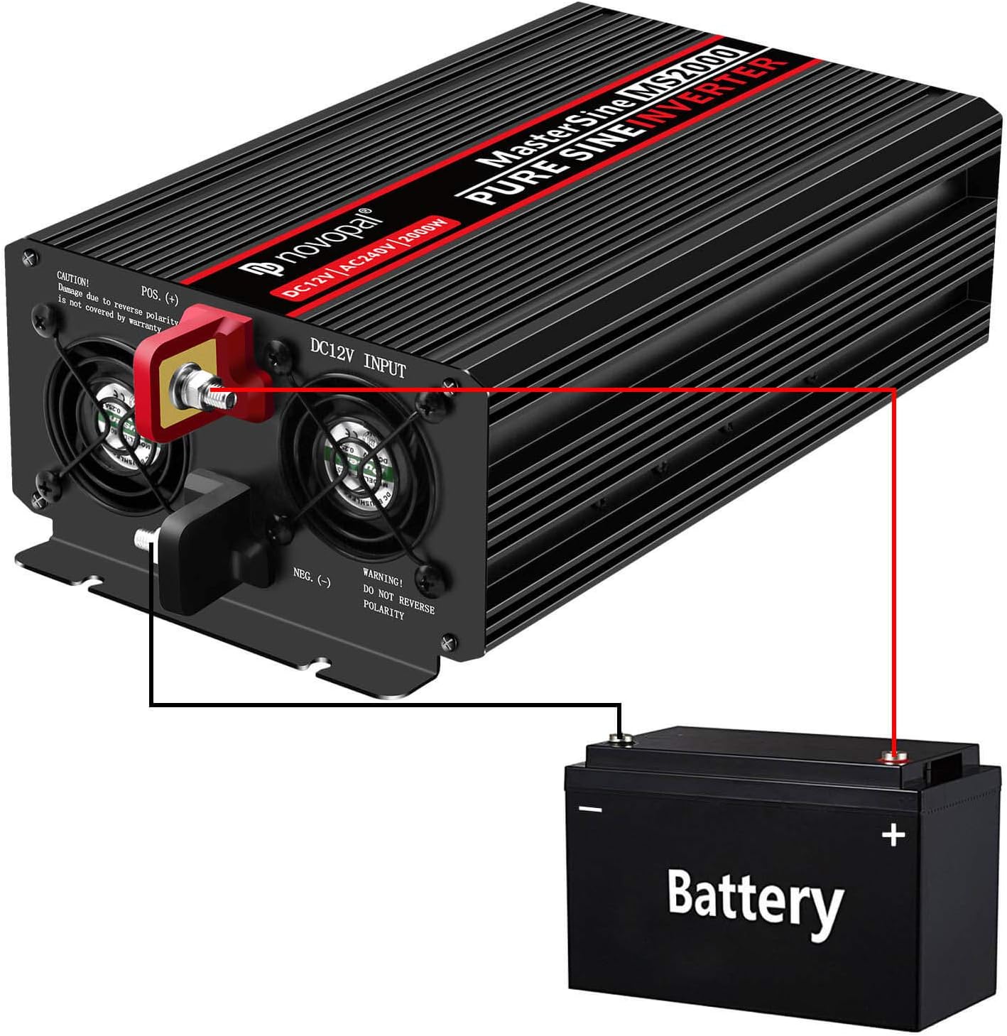 Power Inverter Pure Sine Wave 2000W 24V DC to 120V AC Car Converter with Remote Control B194