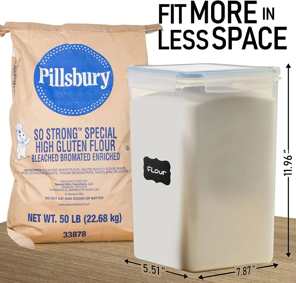 Extra Large Airtight Pantry Containers with Lids, Clear Plastic Storage for Flour Sugar Rice W85036
