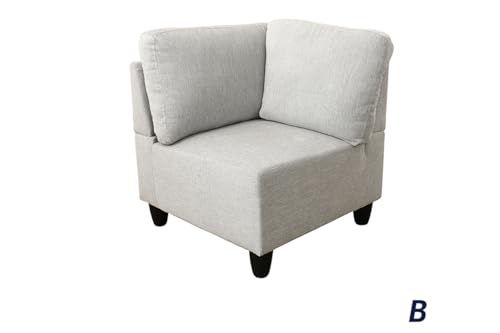 U-Shape Modular Sectional Sofa, White Gray E947735