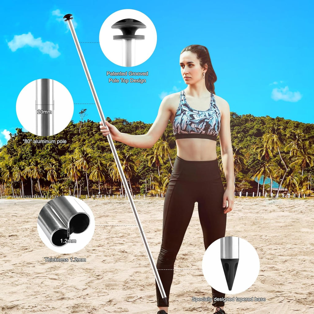 Beach Canopy Tent UPF50+ Windproof Portable Sunshade with Sandbags V80449