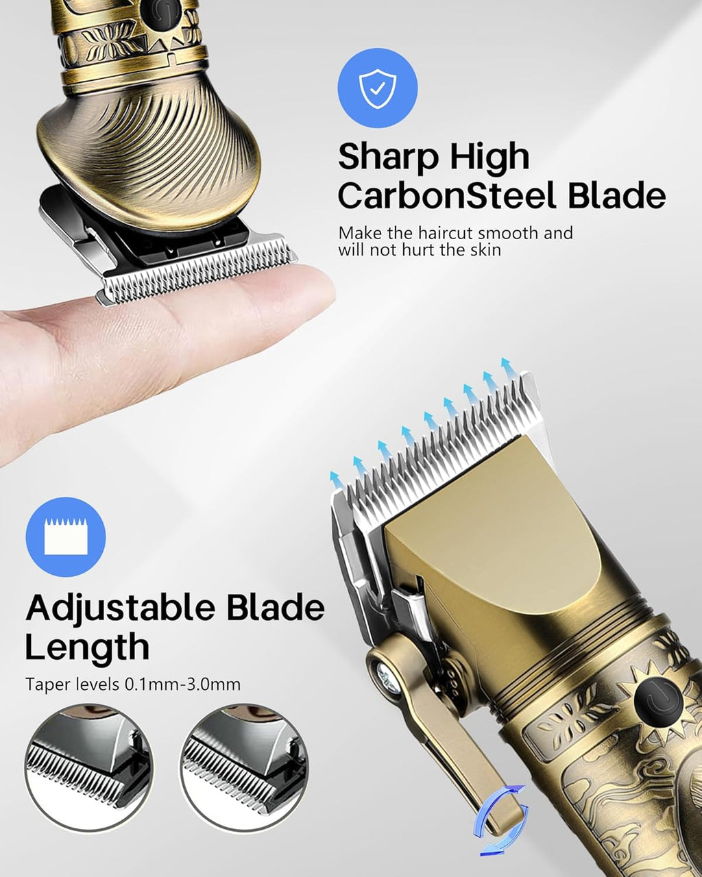 Professional Hair Clippers for Men - Cordless Trimmer Set with Beard and Nose Trimmer D6744