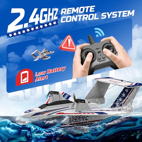 RC Plane for Water Land & Air, Amphibious Aircraft with 2 Batteries J78024