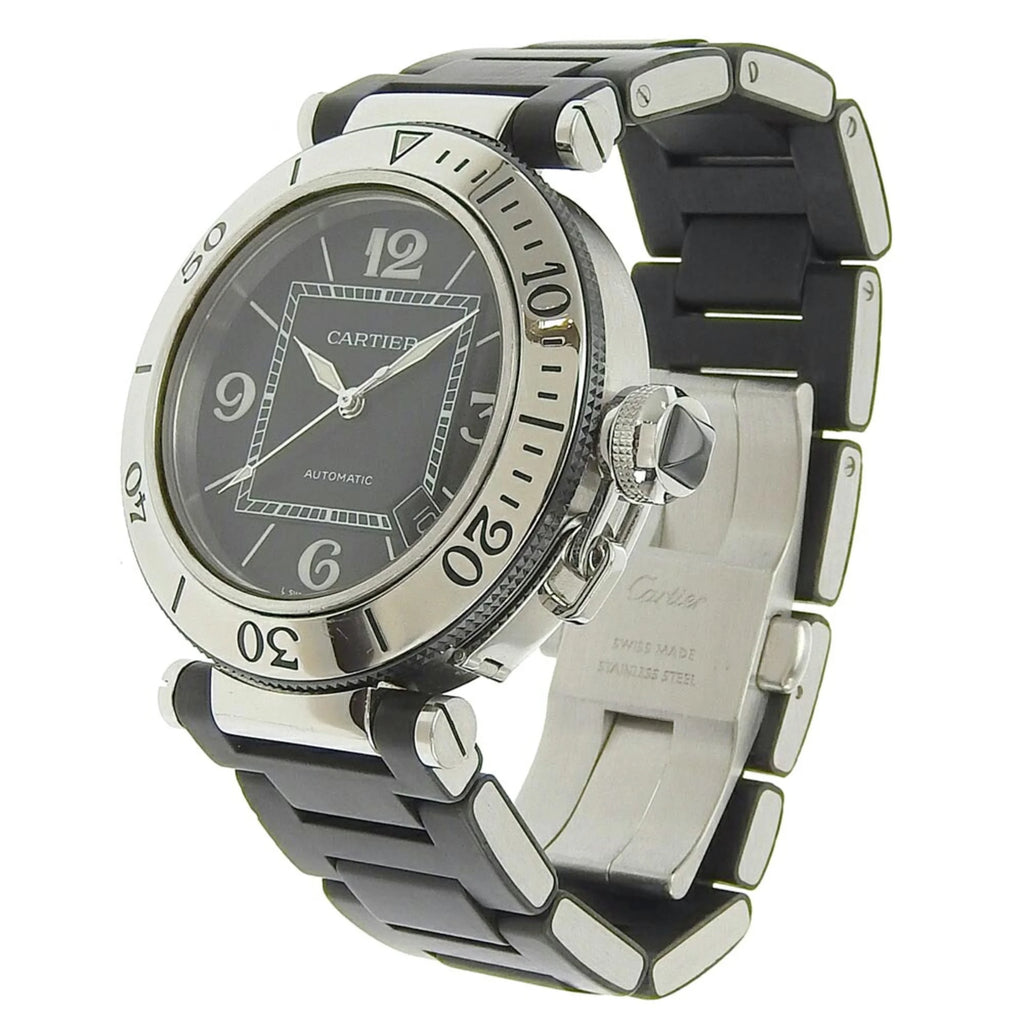 Men's Automatic Watch Stainless Steel Rubber Silver Black D10117