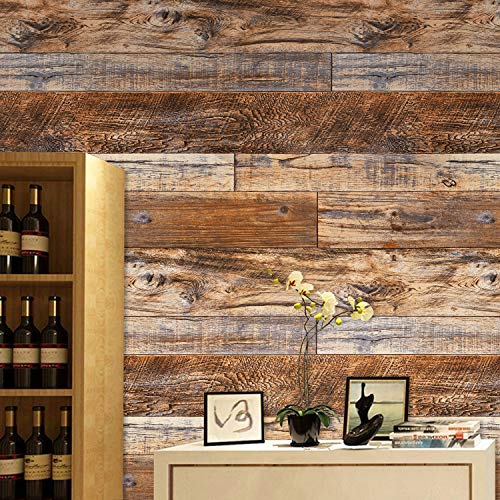 Brown Wood Peel and Stick Wallpaper Shiplap Self Adhesive Wood Plank H3107