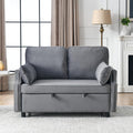 Grey Velvet Upholstered Recliner Bed with Pull-Out Sleeper Sofa Folding Loveseat Side Pockets for Living Room Abstract Lake House Modern Contemporary Solid Wood