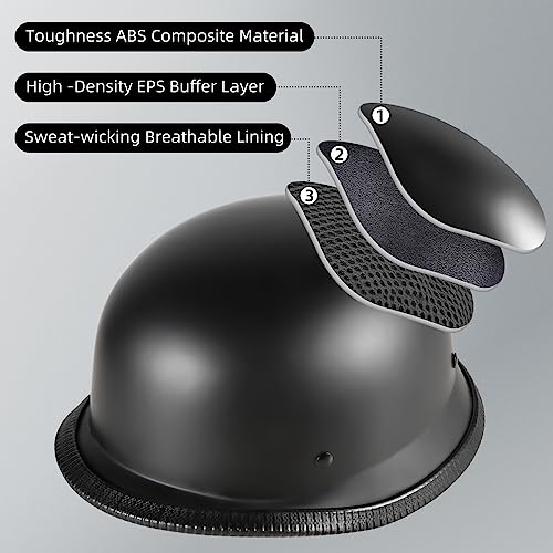 Motorcycle Half Helmet with Face Shield, DOT Approved Retro Style X5103