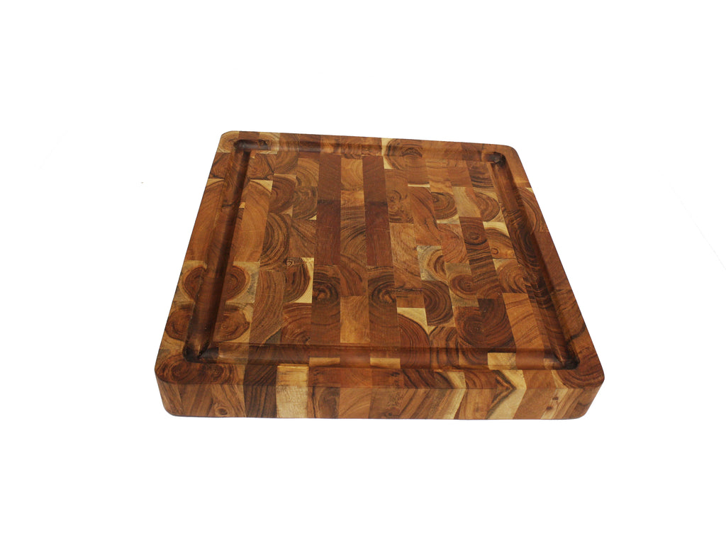 Acacia Wood Cutting Board with Juice Groove, 16 x 16 x 2 Inches X96472