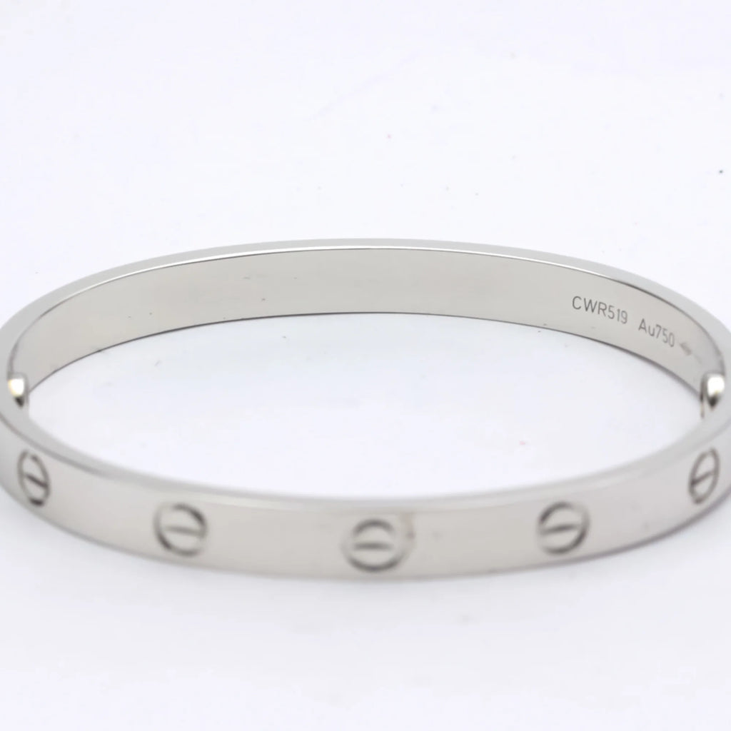 Polished 18K White Gold Love Bracelet Bangle B249