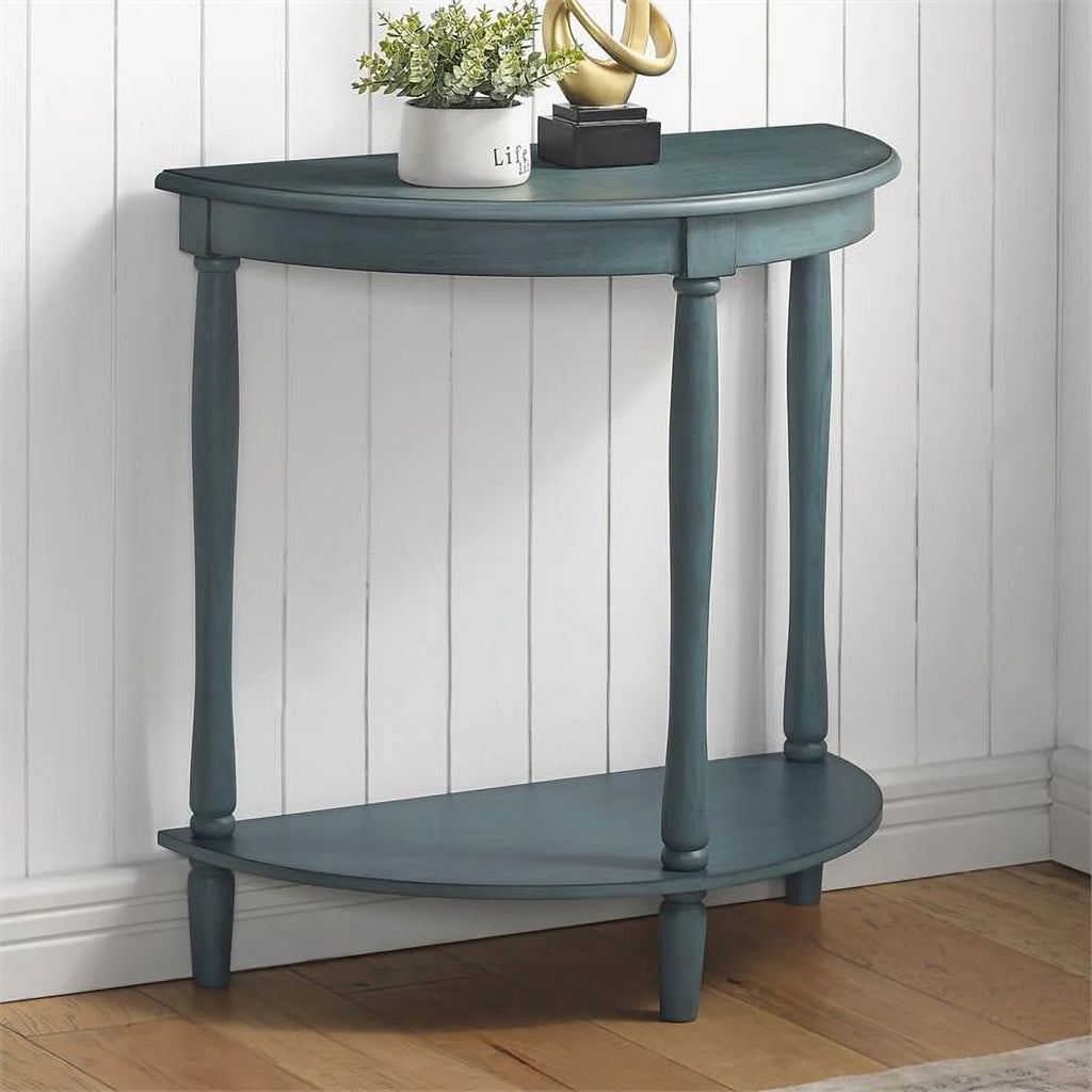 Transitional Wood 1-Shelf Console Table in Antique Green Z68110