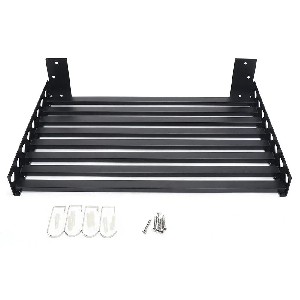 Wall Mount Rack Heavy Duty Microwave Oven Bracket Kitchen Storage Shelf with 4 Hooks Space Saving Strong Bearing Capacity Sturdy Durable