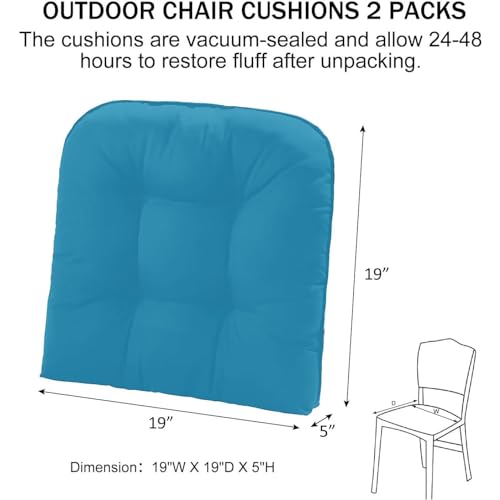Outdoor Chair Cushions for Patio Furniture, Waterproof U-Shaped Seat Cushion, Set of 2, Beige I552326