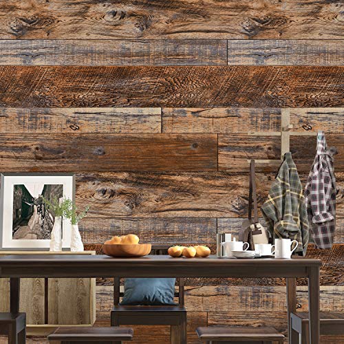Brown Wood Peel and Stick Wallpaper Shiplap Self Adhesive Wood Plank H3107