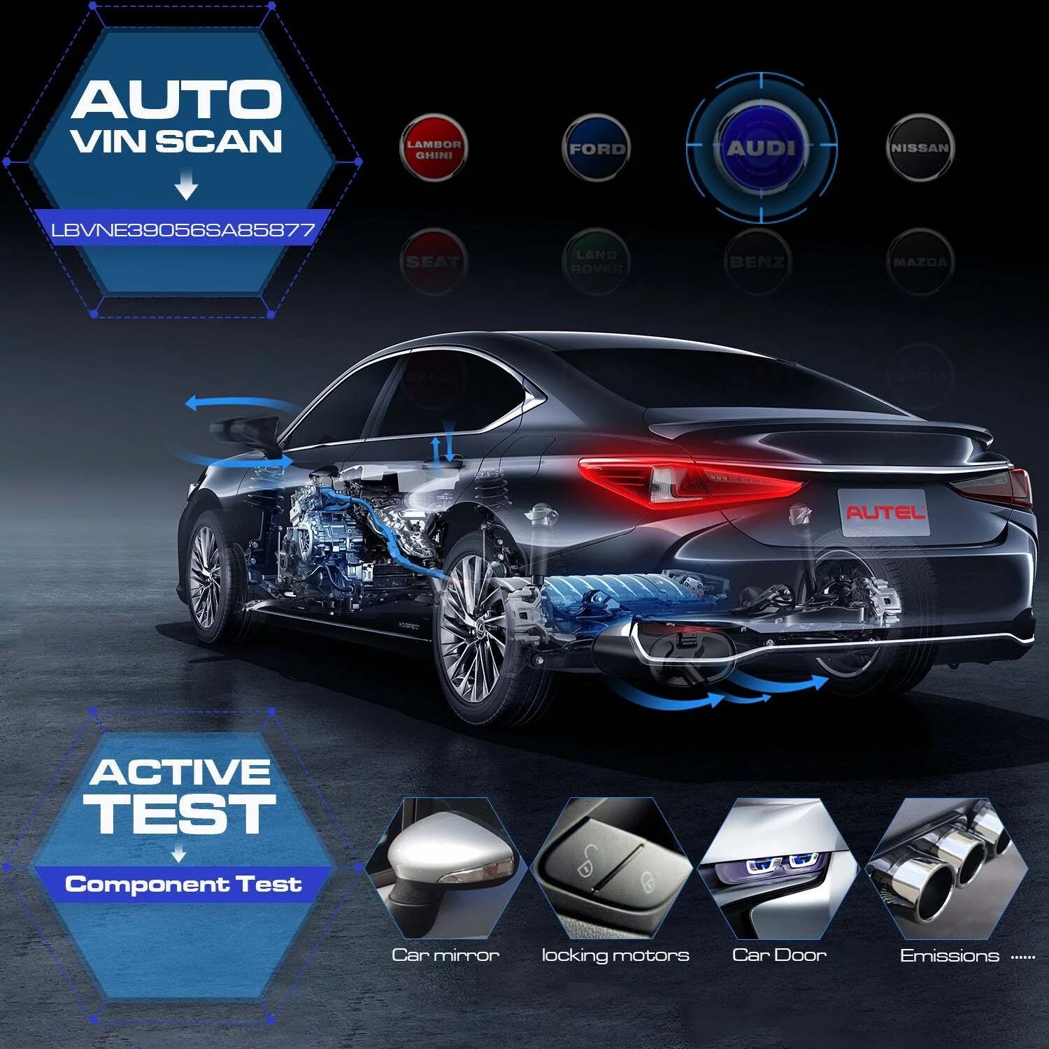 Auto Diagnostic Scan Tool with ECU Coding and Bi-Directional Testing G736