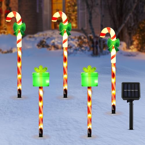 Solar Christmas Candy Cane Lights Outdoor, Pathway Stake Lights, 24 Pack G8137