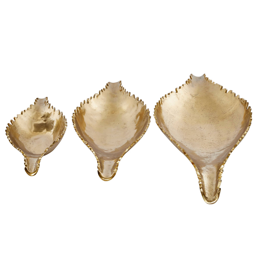Large Metallic Gold Metal Boat Trays, Set of 3 L941