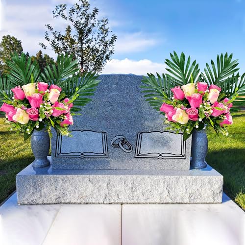 Artificial Flower Saddle for Cemetery Grave Decorations, White-Purple Lilies and Roses X82395