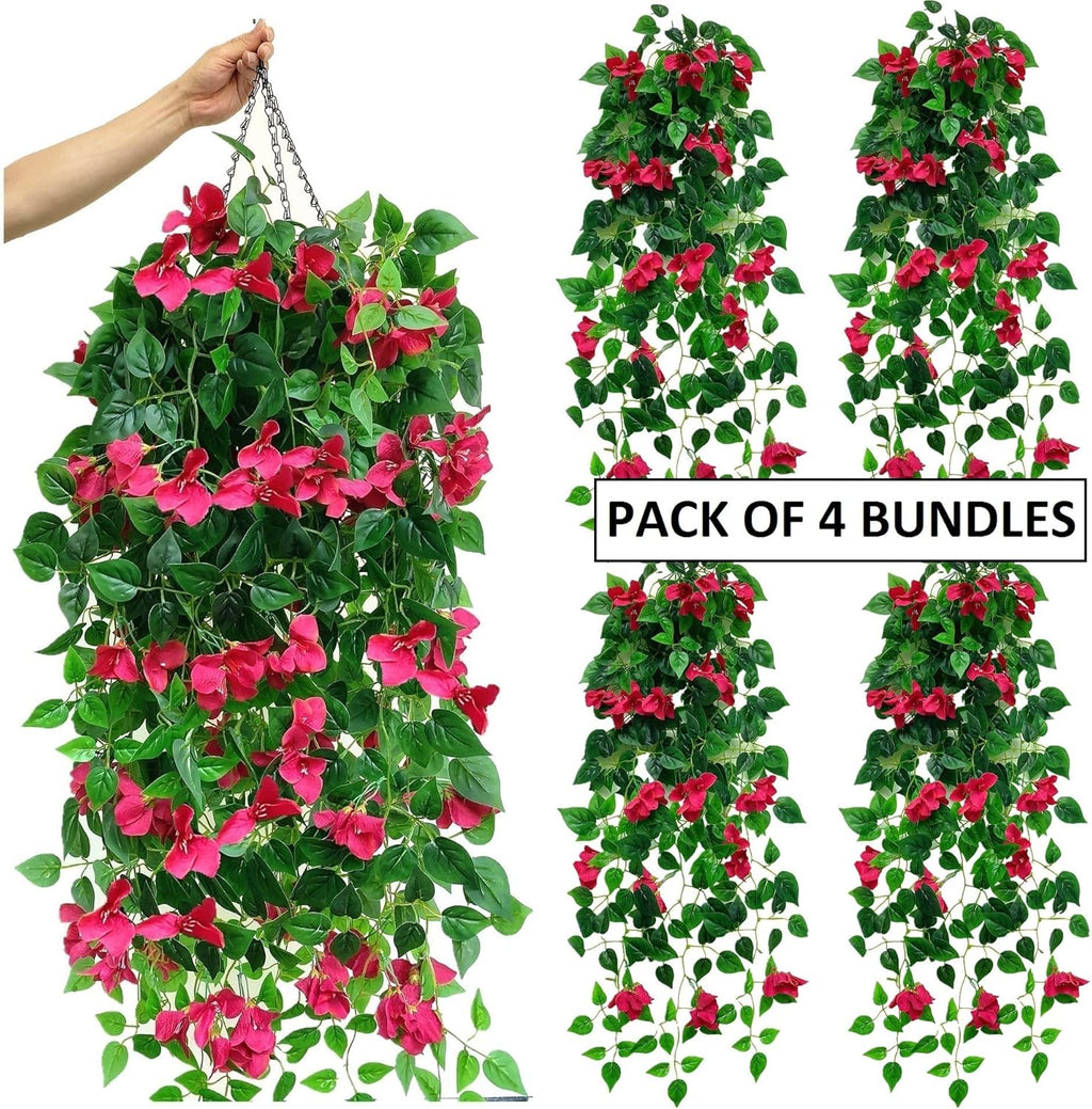 Artificial Hanging Bougainvillea Silk Flower Vines, 4-Pack for Indoor Outdoor Decor R705993