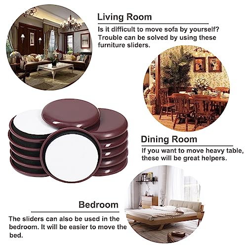 Furniture Sliders for Carpet and Hardwood, 12 Pack, 2 Inch B169849
